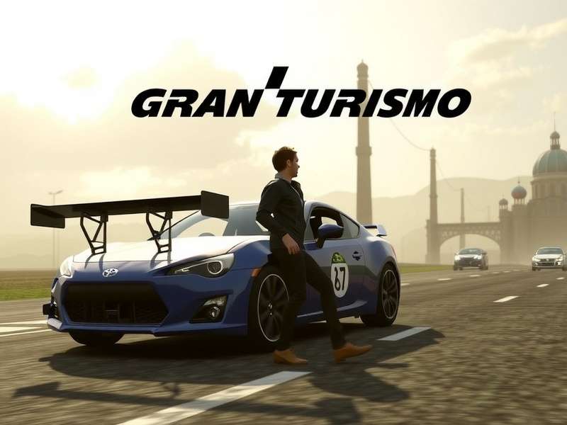Gran Turismo film poster showing race cars and actors