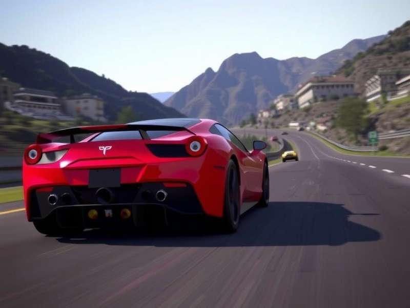 Interior view of a racing car cockpit with detailed steering wheel and dials