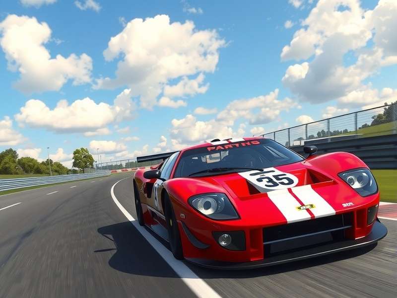 A detailed cockpit view of a high-end GT race car in Gran Turismo 7, showing a complex digital dashboard