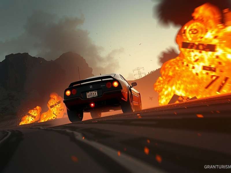 Behind the scenes of a dramatic car crash scene on a film set with crew and cameras