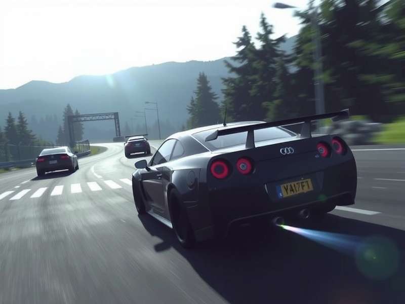 Director and crew filming a high-speed racing sequence for the Gran Turismo movie