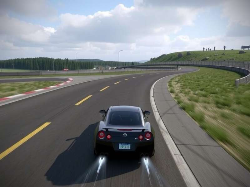 Gran Turismo 7 gameplay on track with a red racing car drifting through a corner