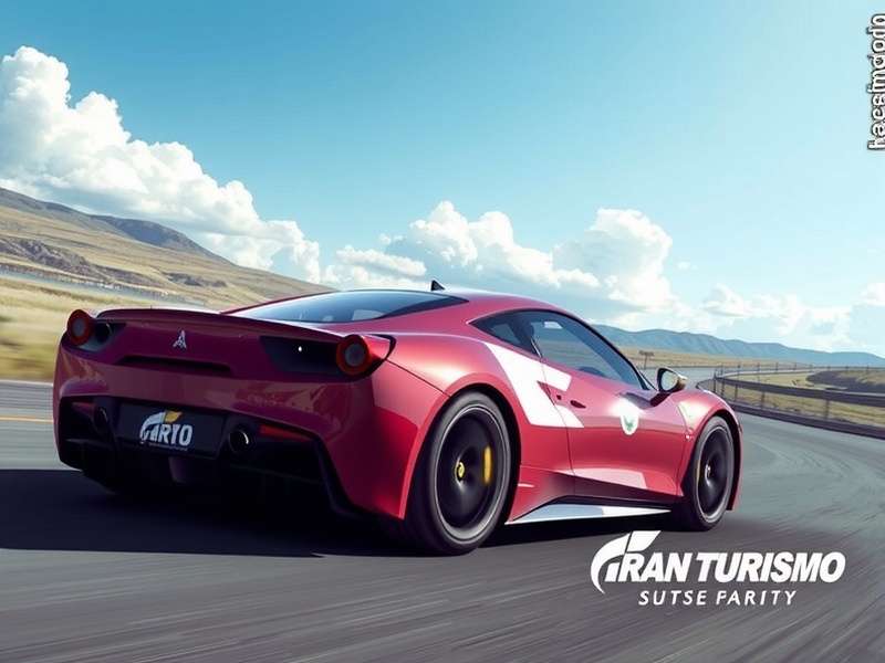 Gran Turismo movie racing scene with British flag and circuit backdrop