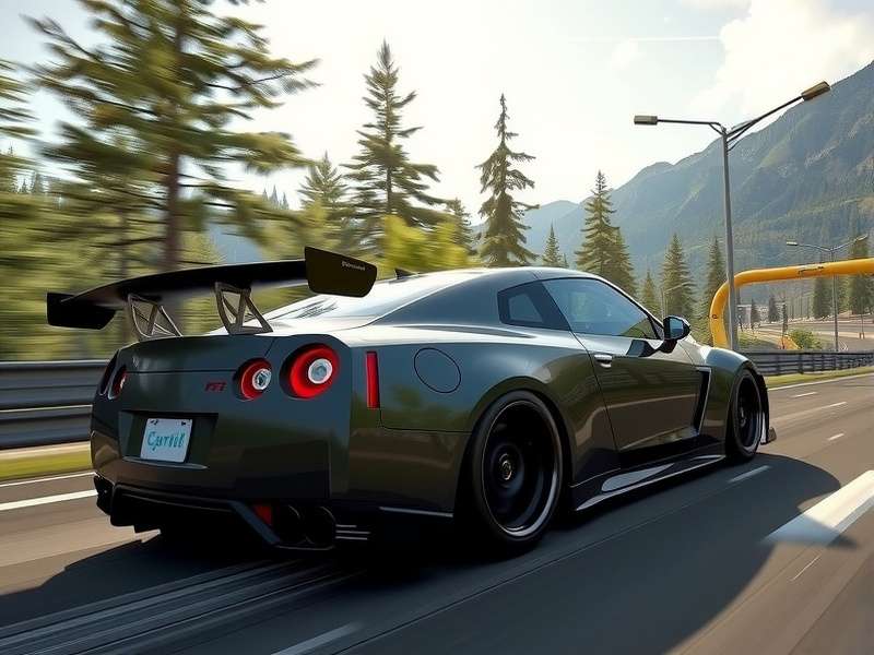 Gran Turismo 7 gameplay showing a racing car on track at sunset