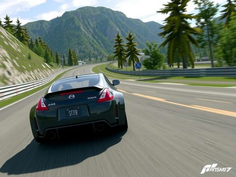 Gran Turismo 7 gameplay screenshot showing a race at dusk on the Nürburgring